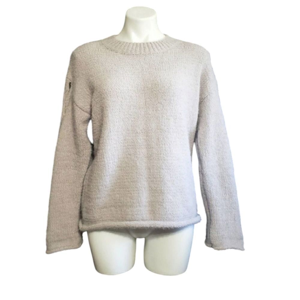 Fate sweater gray lattice cut out sleeve cozy soft warm S